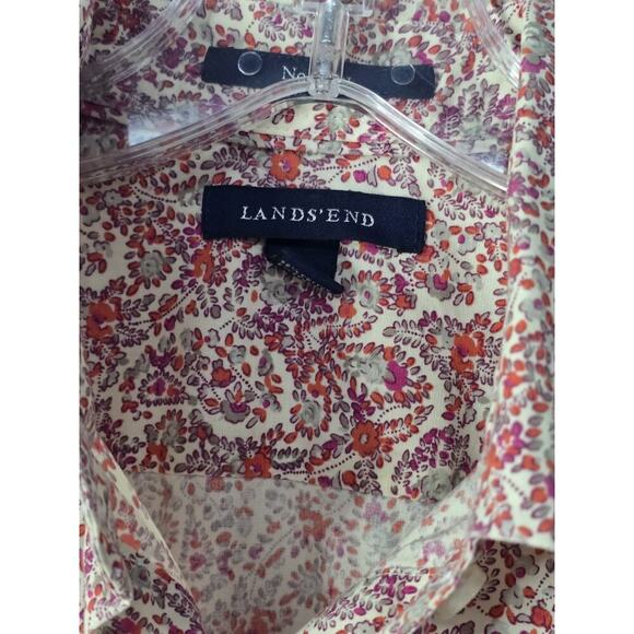 Lands End Multi Floral No-Iron Long Sleeve Button Down Shirt Women's Size 6 - Picture 3 of 5